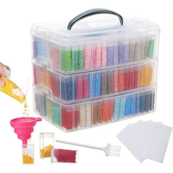 3-Tier Diamond Painting Storage Containers Portable Bead Organizer - Picture 1 of 8